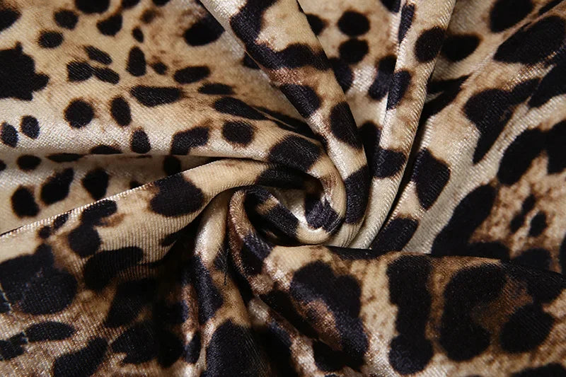 maoxiangshop  -  Striped Leopard Print Velvet Wide Leg Pants 2024 Fall Winter Women Elastic High Waist Loose Casual Trousers Streetwear Bottoms