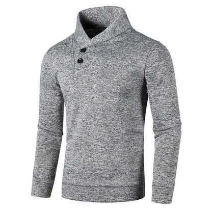 maoxiangshop Sweatwear Half Turtleneck Mens Sweaters Button Neck Solid Color Warm Slim Thick Sweatshirts Winter Pullover Men