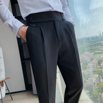 maoxiangshop Men Suit Pants New British Style Business Casual Solid Slim Fit Straight Dress Pants for Men Formal Trousers Men Clothing