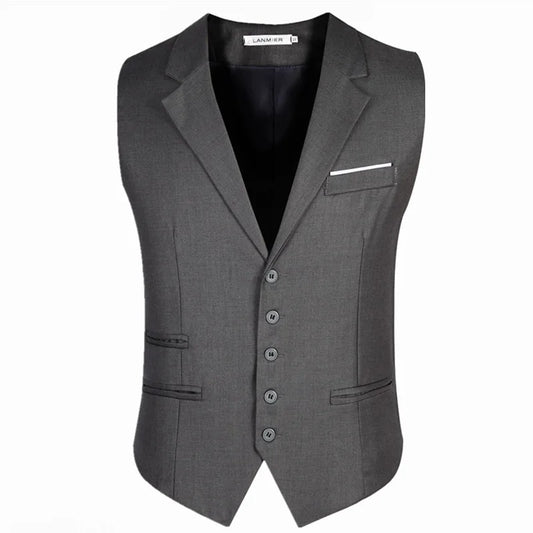 maoxiangshop Dress Vests For Men Slim Fit Mens Suit Vest Male Waistcoat Gilet Homme Casual Sleeveless Formal Business Jacket Plus Size M-6XL