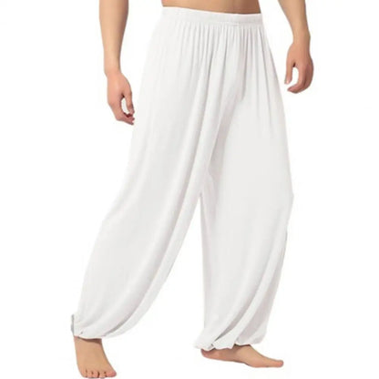 maoxiangshop Pure Color Loose Straight Pants Men Sweatpants Modal Casual Spring Long Trousers Men Sports Yoga Pants Trendy Dance Clothing