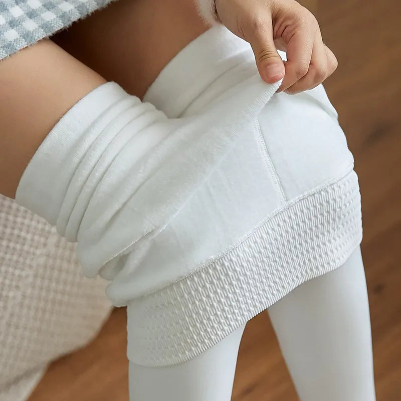 maoxiangshop New fashion large size Fleece Women Winter Tights White High Waist Warm Pantyhose Thermal stockings Elasticity Seamless Leggings