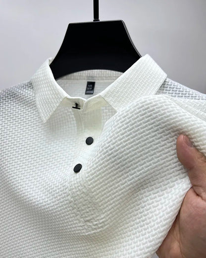 maoxiangshop High-end ice silk elastic Polo shirt New summer T-shirt trend Breathable men's clothing Business short sleeve luxury top