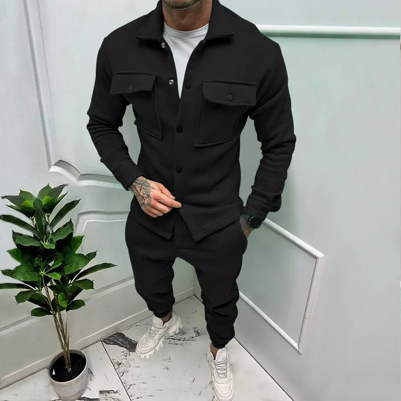 maoxiangshop New Casual Long Sleeve Coat Set Heavy Duty Workwear Shirt Set Vintage Shirt Men's Spring and Autumn