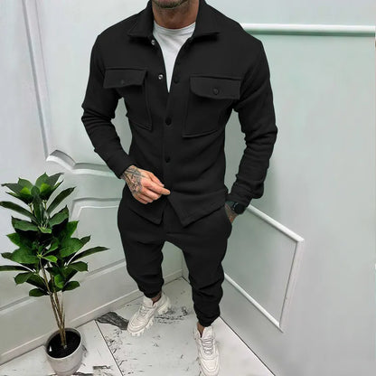 maoxiangshop New Casual Long Sleeve Coat Set Heavy Duty Workwear Shirt Set Vintage Shirt Men's Spring and Autumn
