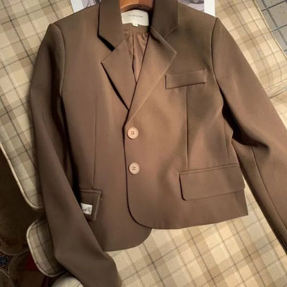maoxiangshop  -  British Style Short Suit Jacket For Women'S Autumn And Winter New Design Sense, College Style Versatile Casual Small Suit