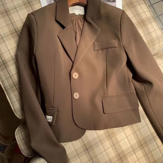 maoxiangshop  -  British Style Short Suit Jacket For Women'S Autumn And Winter New Design Sense, College Style Versatile Casual Small Suit