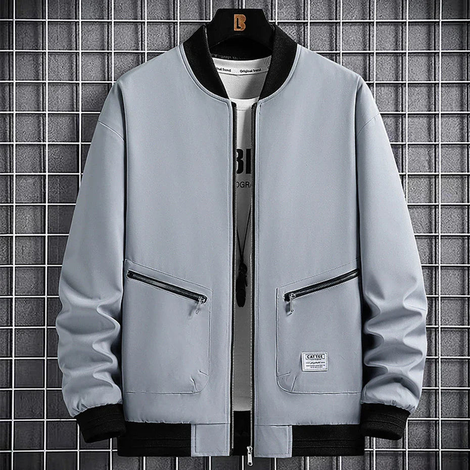 maoxiangshop New Spring Jackets Men Baseball Jacket Fashion Casual Coat Jacket Plus Size 6XL 8XL Outdoor Outerwear Solid Color