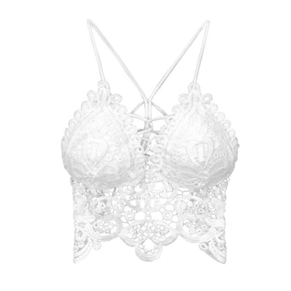maoxiangshop New Women Hollow Out Bralette Solid Color Beauty Back Lace Underwear Sexy Vest Female Add Pad Wireless Bra Suspender Top