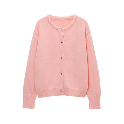 maoxiangshop  -  Autumn Winter Knitted Cardigan Sweater Coat Women Vintage O-Neck Long Sleeve Single Breasted Warm Knitwear Jumper