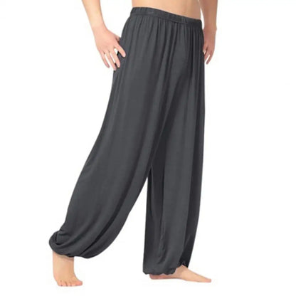 maoxiangshop Pure Color Loose Straight Pants Men Sweatpants Modal Casual Spring Long Trousers Men Sports Yoga Pants Trendy Dance Clothing