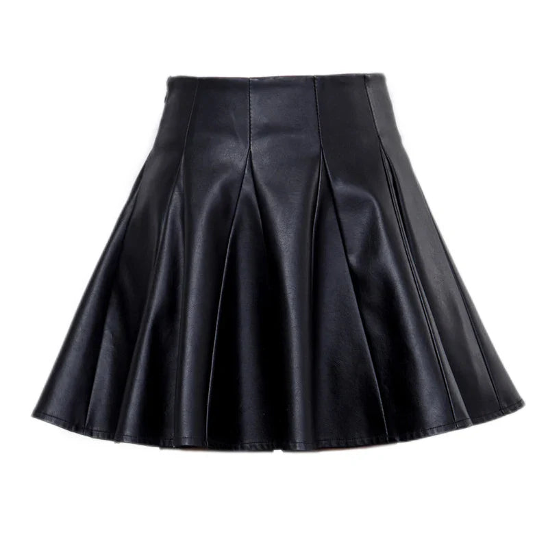 maoxiangshop Women Black Pu Leather Skirt Fashion Casual Mini Skirts Y2k Female Korean Style High Waist Short Skirt Winter Solid Bottoms