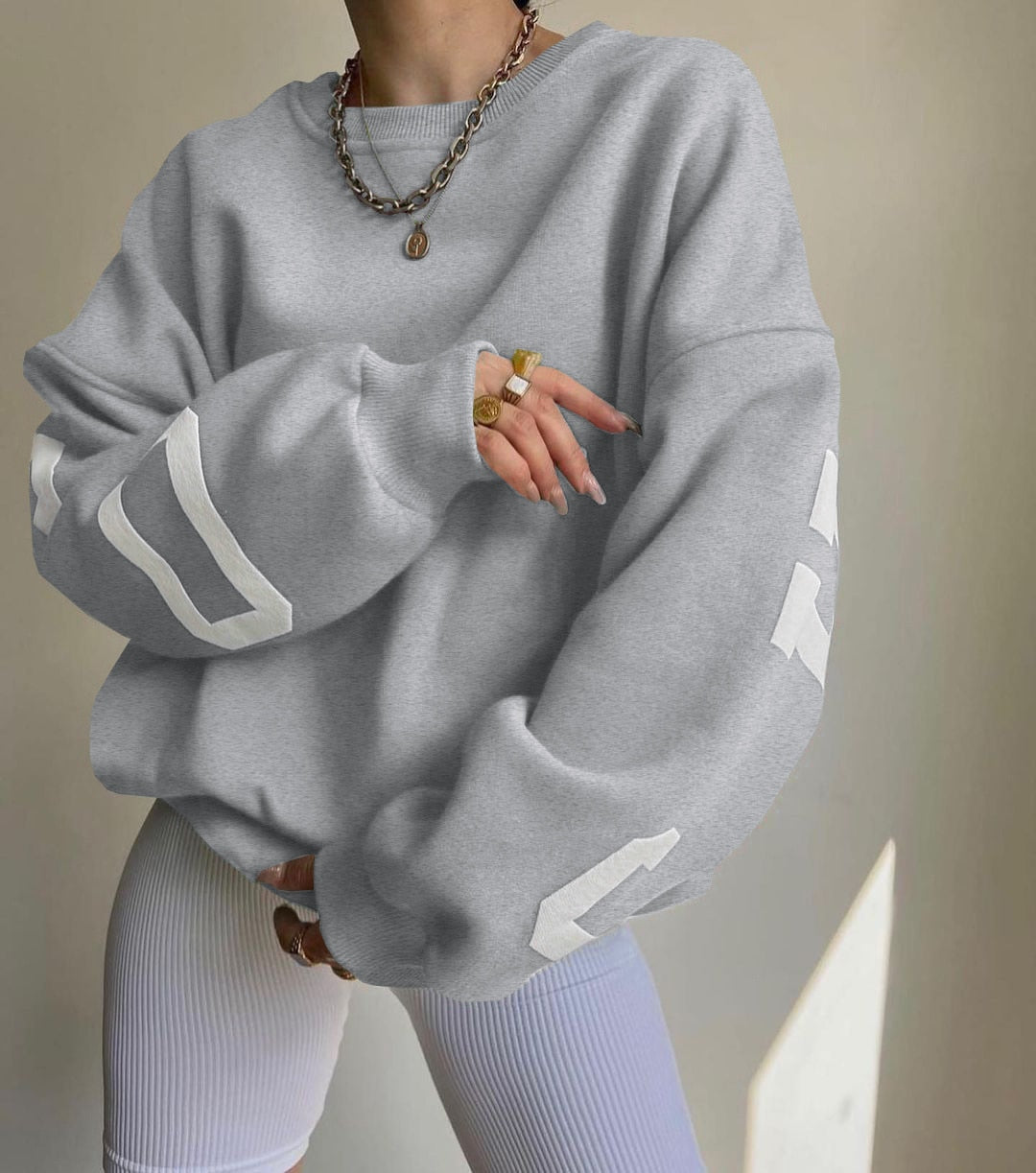 Women Letter Print Pullovers Autumn Korean Harajuku Oversized Long Sleeve Sportswear Tops 2023 Female Casual O-Neck Sweatshirts