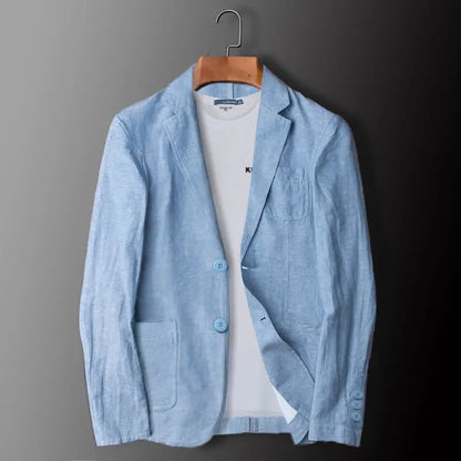 maoxiangshop Man Blazer Thin Linen Blazer Mens Summer White Single Suit For Men Cotton Sunscreen Blazer Jacket Men Slim Fit Casual New