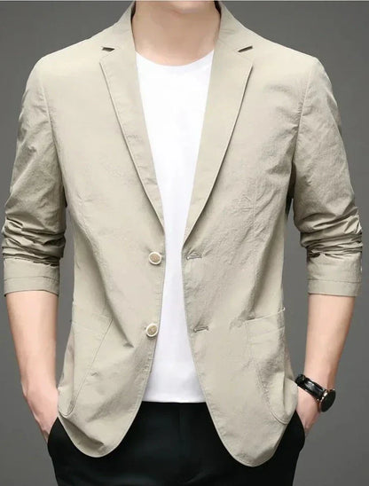 maoxiangshop Cotton Slim Fit Small Suit High-End Casual Suit Men's Single Layer & Thin Spring-Summer Top Single Western Coat Men