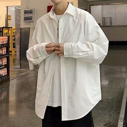 maoxiangshop Men's Clothing Turn-down Collar Handsome Long Sleeve Button Spring Summer Thin Man Printing Loose Streetwear Casual Korean
