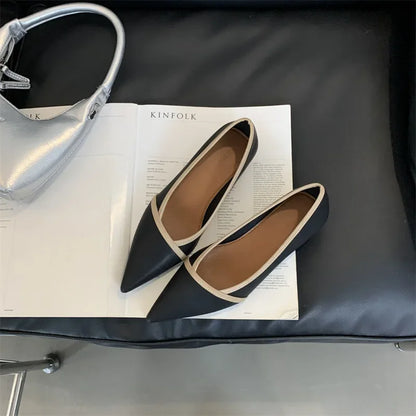 maoxiangshop  -  2024 Autumn Elegant Pointed Toe Women Pumps Comfort Soft Leather Wedge Inner Height Women Shoes Office Fashion Flats Loafers