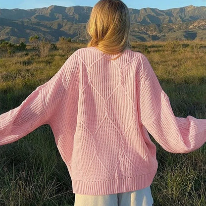 maoxiangshop  -  Knitted Sweater Pullover Women's Solid O-Neck Ribbed Long Sleeve Fashion Office Sweater Loose Casual Autumn Sweater 2024