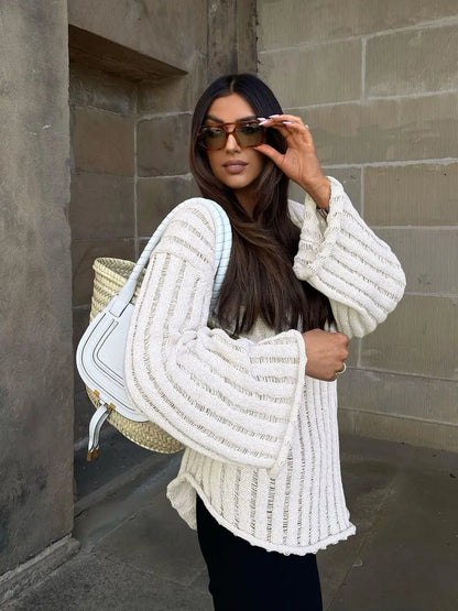 maoxiangshop  -  Knitted Pullover Sweater Women Long Sleeve V Neck Loose Casual Top Women Autumn Winter Oversize Jumper Sweaters Mujer