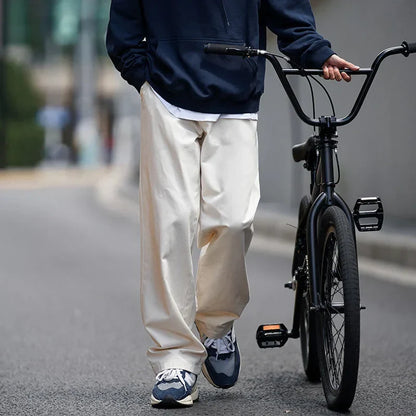 maoxiangshop Autumn Cotton Casual Pants Men Fashion 3 Color Straight Pants Men Japanese Streetwear Loose Wide Leg Pants Mens Trousers M-2XL