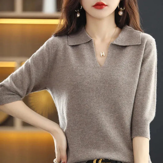 maoxiangshop New Women Knitted Sweaters Autumn Winter Warm Clothing Fashion Casual Sweater Long Sleeve Jumper V-Neck Loose Pullovers Top