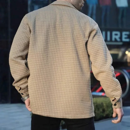 maoxiangshop Winter Men Warm Jacket Square Fabric Design Autumn Solid Color Clothing Outwear Male Fashion Casual Multi-pocket Long Sleeve Top