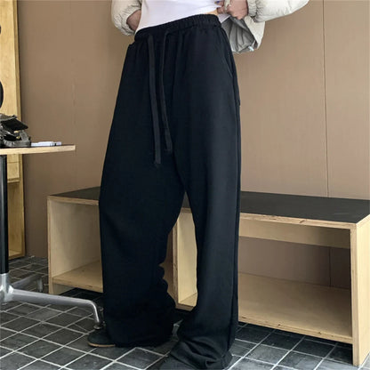 maoxiangshop  -  Sports Pants Women Solid Mopping Chic Casual Winter Daily 2025 Mujer High Waist Slim Loose All Match Streetwear