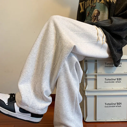 maoxiangshop Autumn Sweatpants Men Straight Casual Pants Male Korean Loose Drawstring Pants Men's Joggers Sports Streetwear Trousers