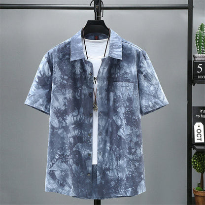 maoxiangshop Summer Tie-dye Shirt Men Plus Size Fashion Casual Tie Dye Shirts Male Hawaiian Beach Shirt Big Size 11XL