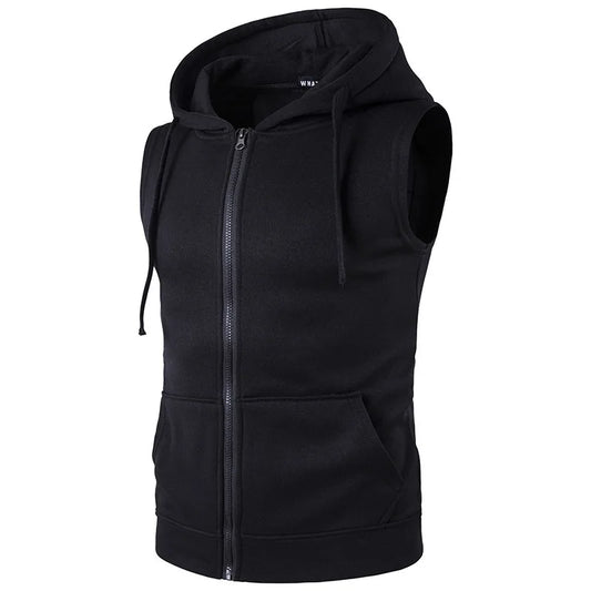 maoxiangshop New Men's Hooded Zipper Pocket Sleeveless Vest Coat Hoodie with a Zipper Clothes for Men