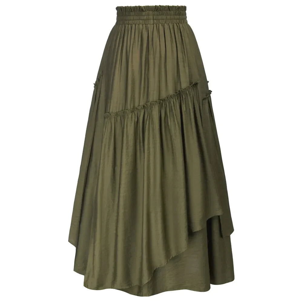 maoxiangshop Women Renaissance Long Skirts Women Overlay Decorated Drawstring Waist Swing Skirt Victorian Renaissance Maxi Skirt A30