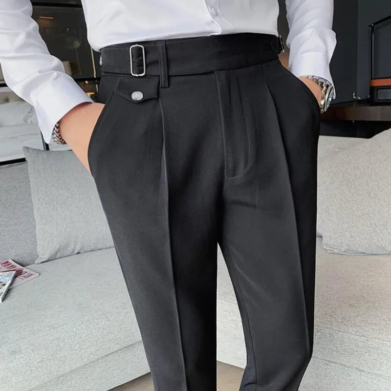 maoxiangshop Men Suit Pants New British Style Business Casual Solid Slim Fit Straight Dress Pants for Men Formal Trousers Men Clothing