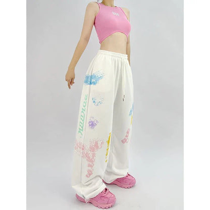 maoxiangshopY2K Streetwear Sweatpants Women Korean Fashion Graffiti Wide Leg Sports Pants Oversize Kpop Hip Hop Jogging Trousers Femmes