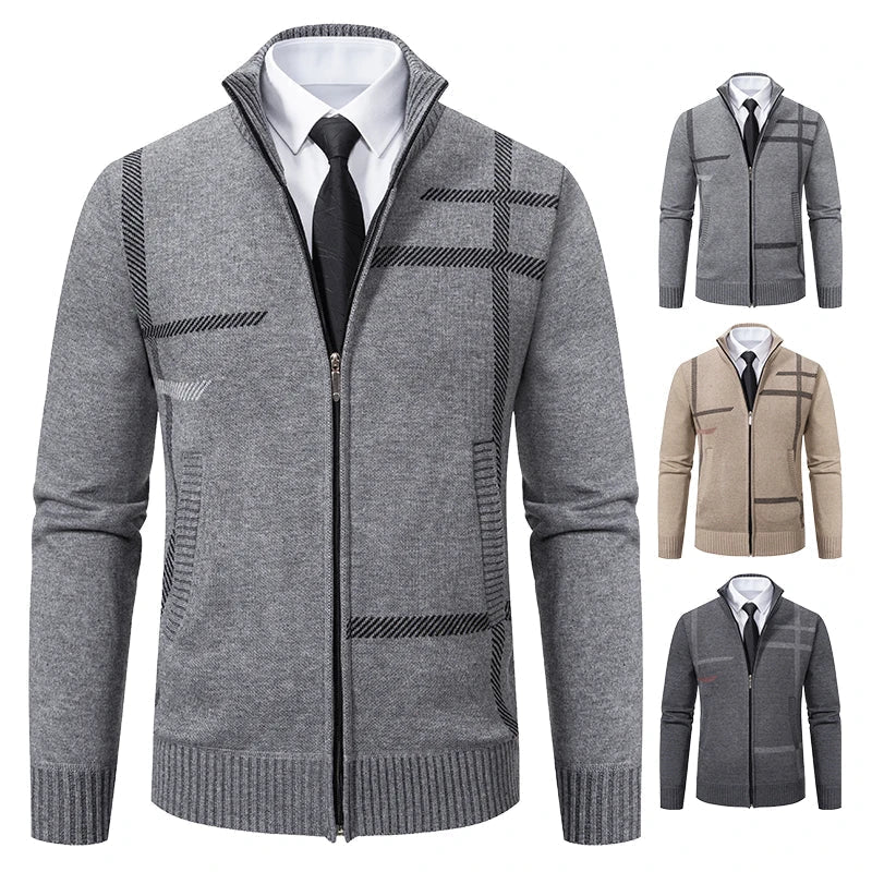 maoxiangshop New Spring and Autumn Cardigan Men's Knitwear Trend Stand-up Shirt Casual Coat Men's Wear