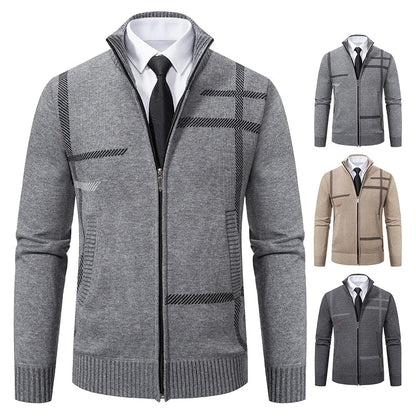 maoxiangshop New Spring and Autumn Cardigan Men's Knitwear Trend Stand-up Shirt Casual Coat Men's Wear