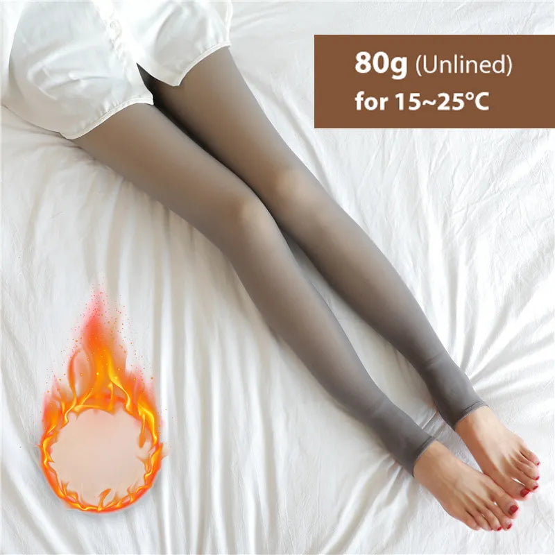 maoxiangshop Winter Warm Tights Pantyhose Women Fleece Socks High Waist Thermal Stocking Insulated Pants Fake Translucent Leggings Tights