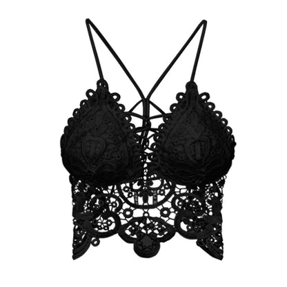 maoxiangshop New Women Hollow Out Bralette Solid Color Beauty Back Lace Underwear Sexy Vest Female Add Pad Wireless Bra Suspender Top