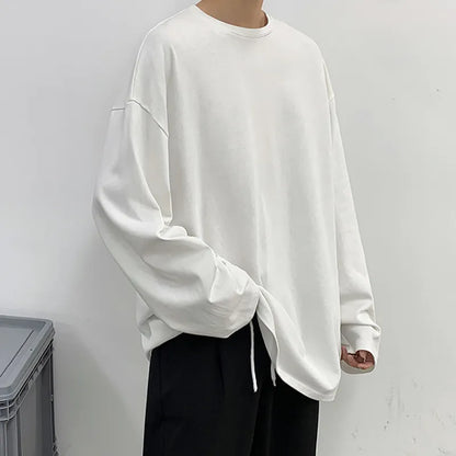 maoxiangshop Loose Sweatshirts Men Solid T Shirt Neutral Streetwear Fashion Women Korean Clothes Cotton Pullover Long Sleeve T-shirts Man