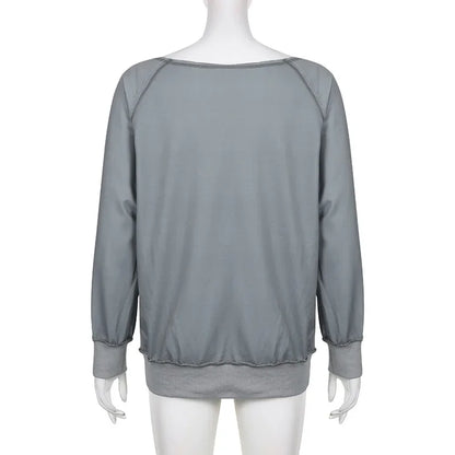 Love Tie Dye Gray Sweatshirts Streetwear Y2k Hoodie Irregular Long Sleeve Tops 90s Aesthetic Vintage Clothes P84-CF38