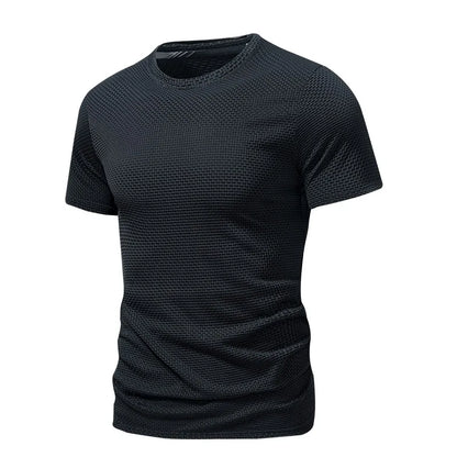 maoxiangshop Summer Ice Silk Streetwear Mens Short Sleeve Solid Color T-Shirts Breathable Basic T-shirt Beach  Lightweight T Shirt Homme
