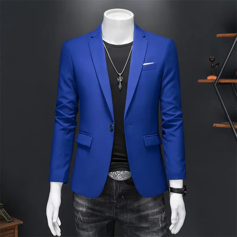 maoxiangshop High Quality Business Slim Fit Single Buttons Suits Jacket Men Slim Fit Casual Fashion Wedding Groom Tuxedo Blazer Coats 6XL-M