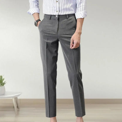 maoxiangshop Popular Men Trousers Breathable Men Suit Pants Soft Fabric Gentle Mid Waist Ankle Length Business Pants
