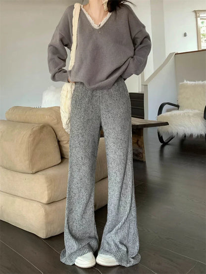maoxiangshop  -  Winter Thicken Women Pants Loose Daily All Match High Waist New Gentle 2025 Streetwear Office Lady Casual Soft