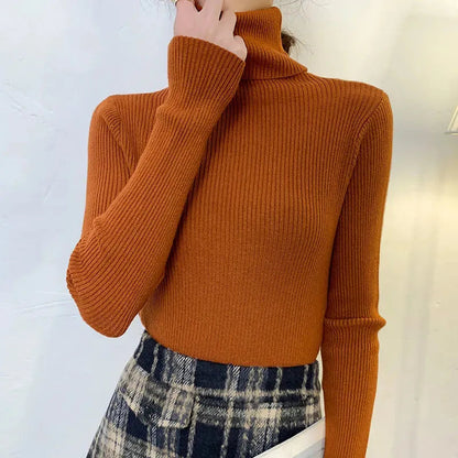 maoxiangshop Women Fall Turtleneck Sweater Knitted Soft Pullovers Cashmere Jumpers Basic Soft Sweaters For Women Autumn Winter