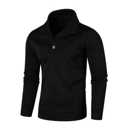 maoxiangshop Sweatwear Long Sleeve Solid Color Turtleneck Men Button Winter Autumn Pullover Warm Sweaters Jumper Slim Fit Casual Sweashirts