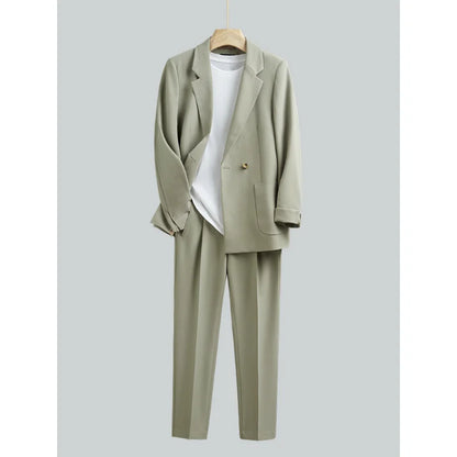 maoxiangshop New Casual Suit Set Men's Loose Fit Korean Version Handsome Spring Autumn Small Suit Coat Men's Slim Fit Complete Set