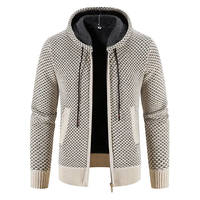 maoxiangshop Cardigan Men's Sweater Jacket Male Cold Blouse Autumn Winter New Korean Casual Slim Hooded Windbreaker Warm Y2K Chenille Coat