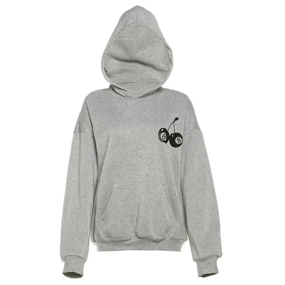 Baggy Graphic Hoodies Women Streetwear Fashion 2024 Fall Winter Hooded Sweatshirts Long Sleeve Top Pullovers P87-CH41