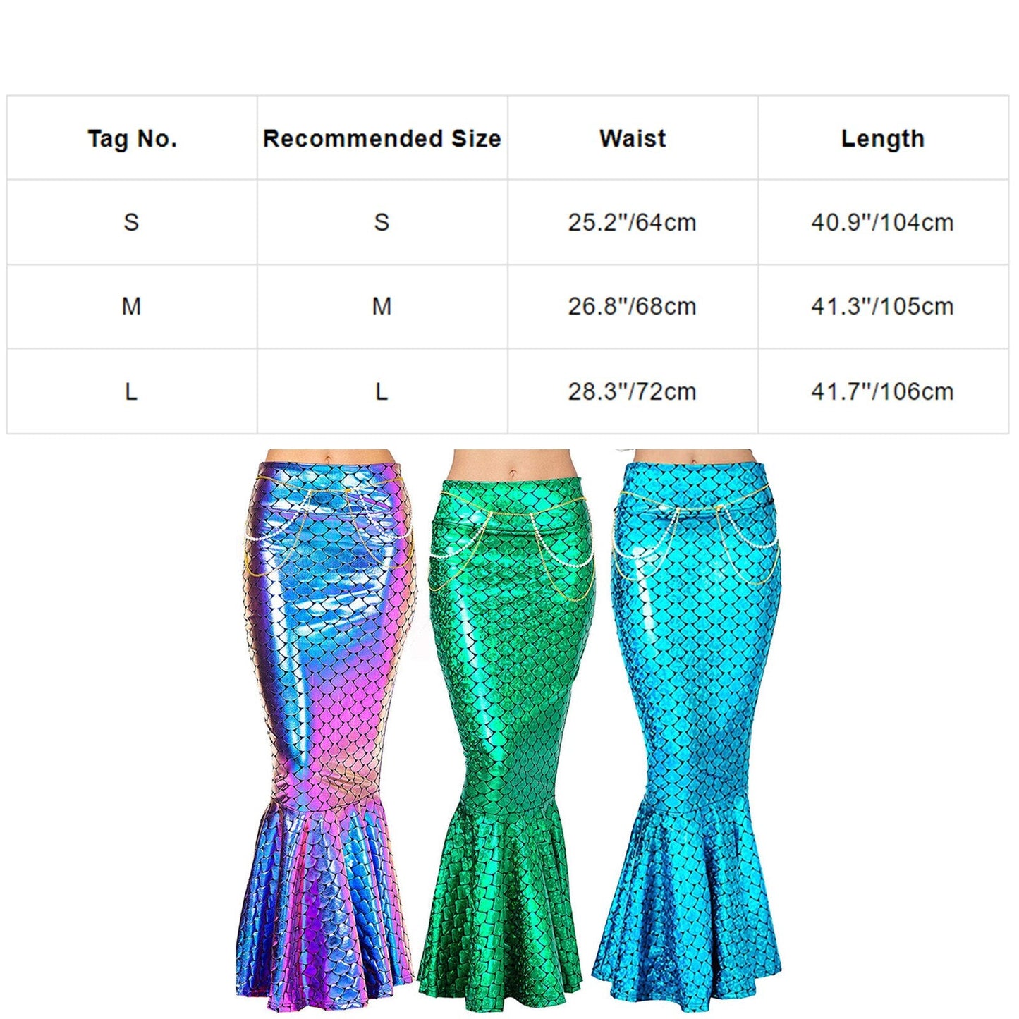 maoxiangshop Womens Skirt Mermaid Role Play Costumes Fish Scale Print High Waist Trumpet Fishtail Skirts for Halloween Role Play Theme Party