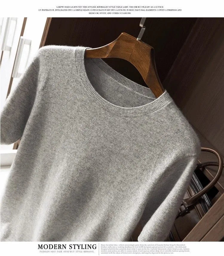 maoxiangshop Korean Superfine Merino Cashmere T-shirt Men Base Layer Merino Shirt Wicking Breathable Short T-shirt Luxury Clothing Big Size